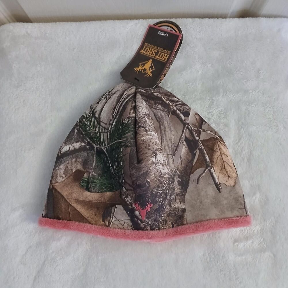 NWT Hot Shot Realtree Reversible Camo Beanie & Pink One Size Gorpcore Utility